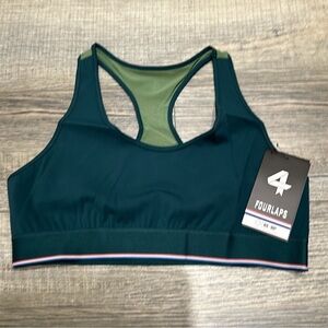 NWT Fourlaps Circuit Sports bra. Deep teal/ dark ivy large